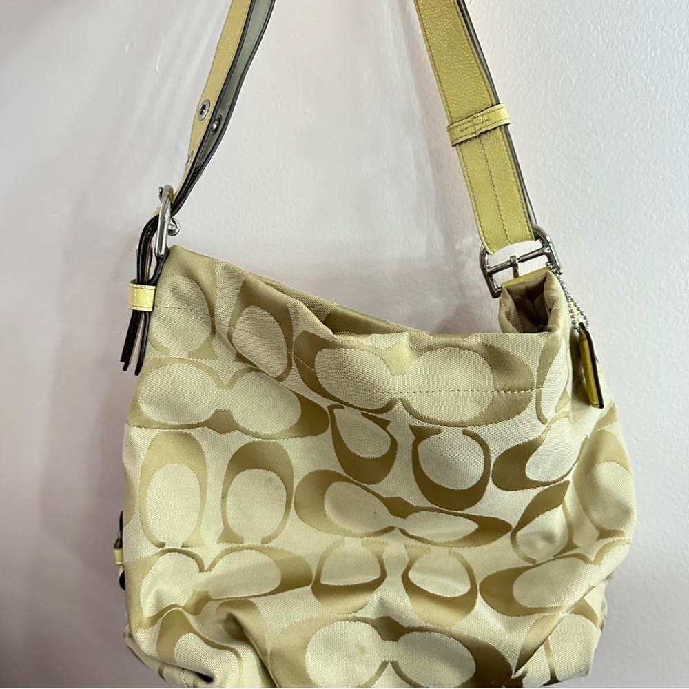 Coach Cream and Gold Shoulder Bag with Signature Style